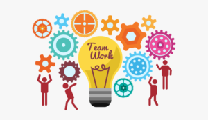 an animated graphic depicting team work