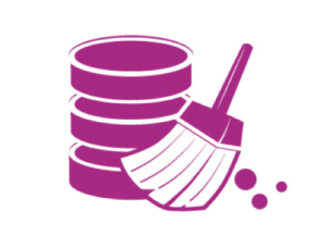 an animated image of a database and a broom