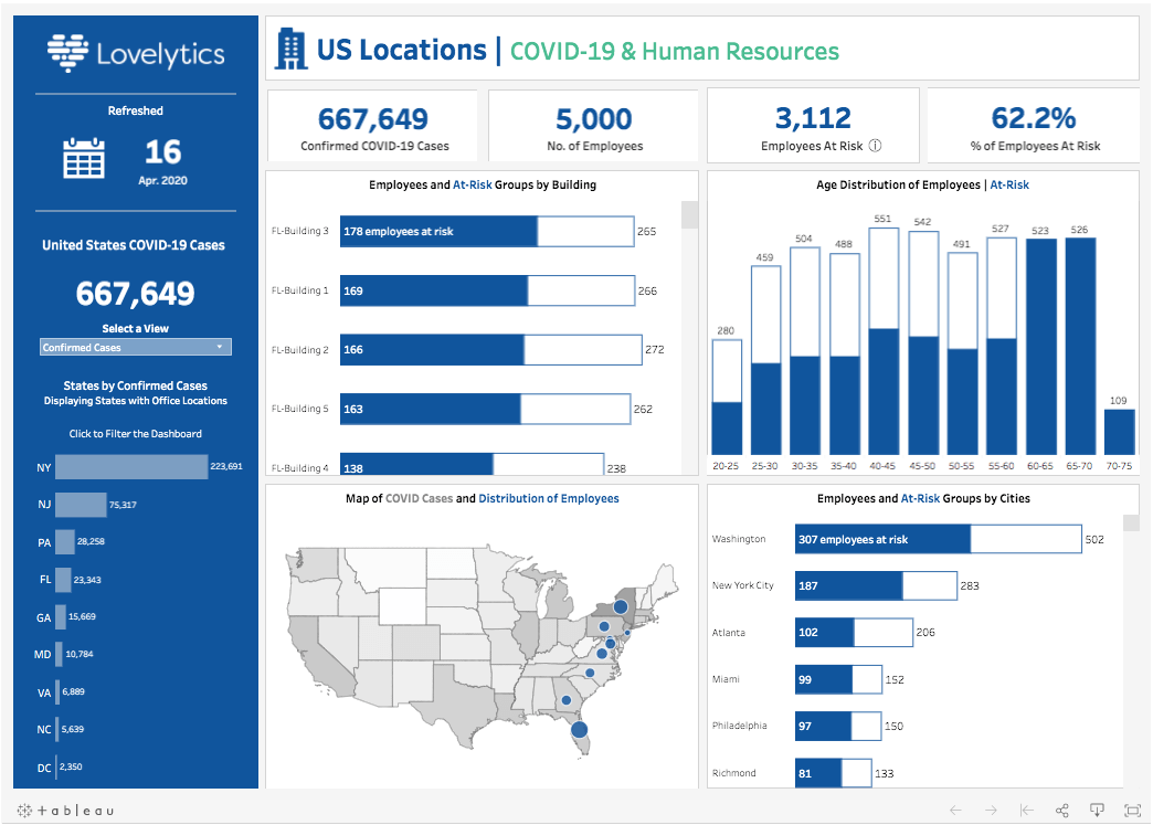 a screenshot of an tableau dashboard for the company lovelytics.