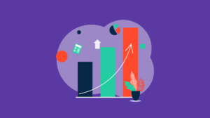 an animated image of a bar graph with an arrow going upwards along the graph